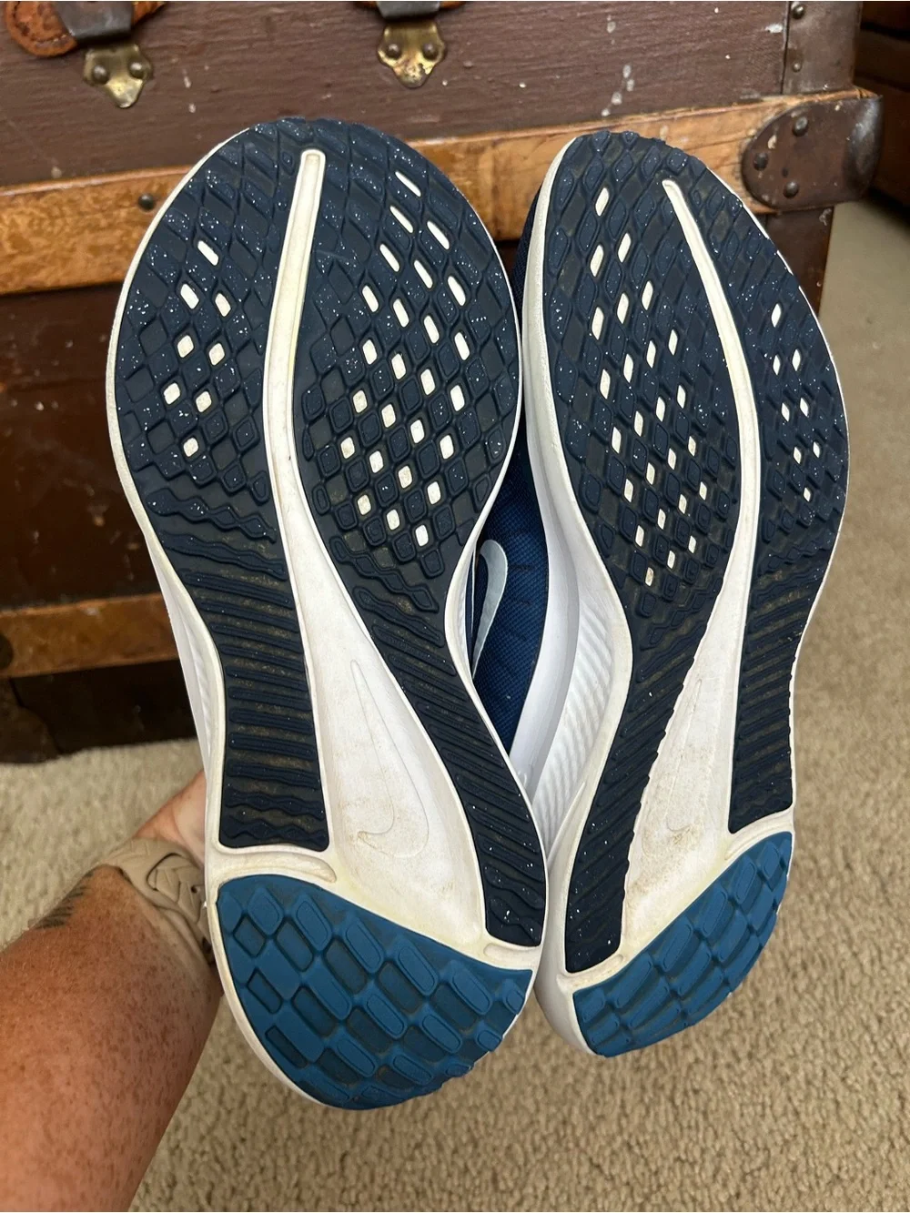 Nike Men’s Navy and Light Blue Cushioned Running Sneakers